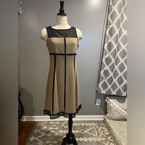 Worthington Dress, SZ 6, Sleeveless, lined, Black/Khaki